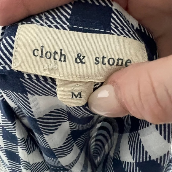 CLOTH & STONE Blue Gingham Button-down Blouse - Picture 5 of 5